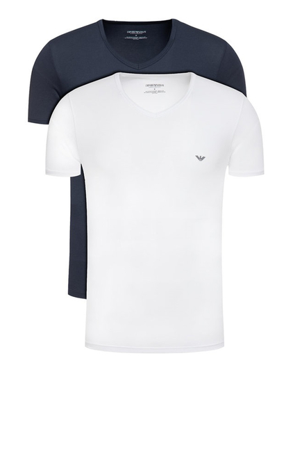 Emporio Armani Logo V-Neck Cotton T-Shirts, Pack of 2
